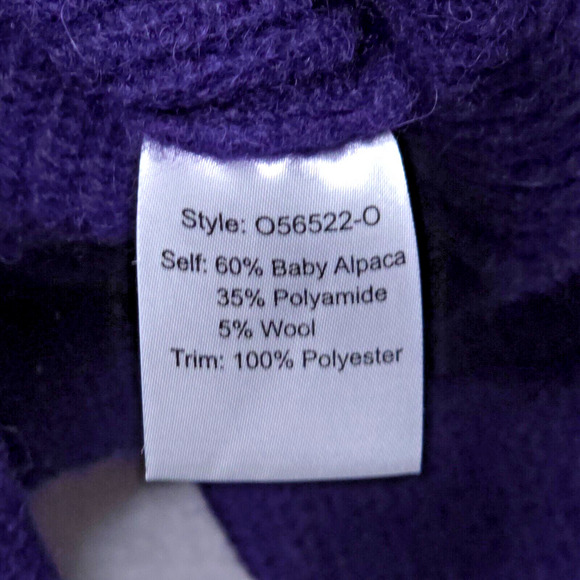 CALME by Johnny Was Baby Alpaca Tunic Sweater Ribbed Oversized Eggplant Sz L - Picture 6 of 6